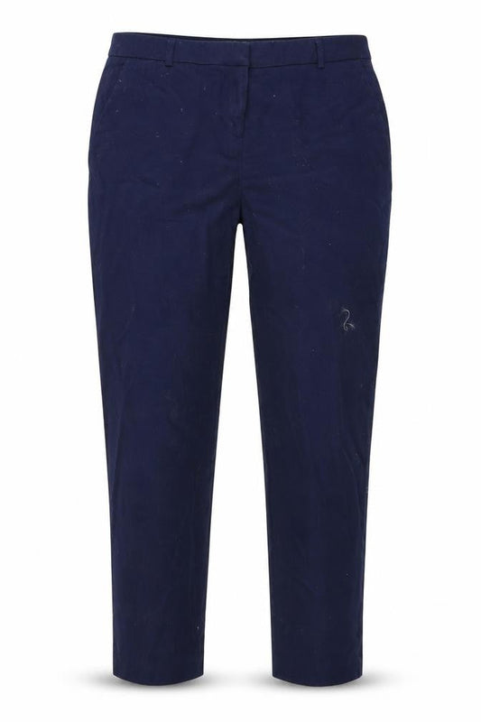 Front view of Atmosphere women’s blue trousers, size UK 12, 22-inch leg