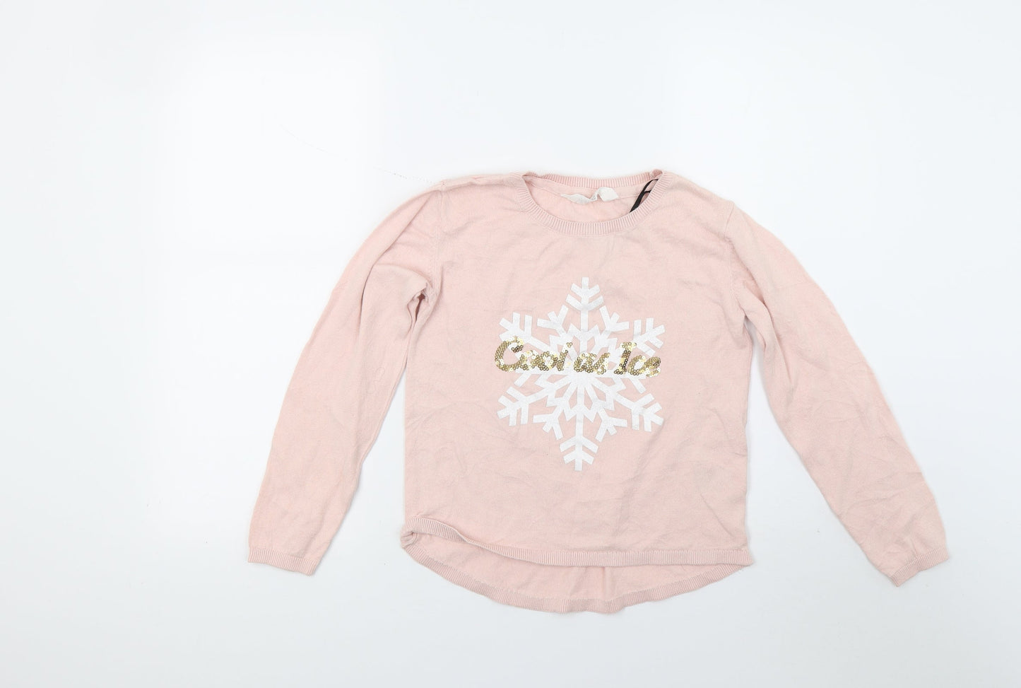 H&M Girls Pink   Pullover Jumper Size 12 Years  - Heart Print