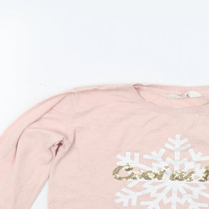 H&M Girls Pink   Pullover Jumper Size 12 Years  - Heart Print