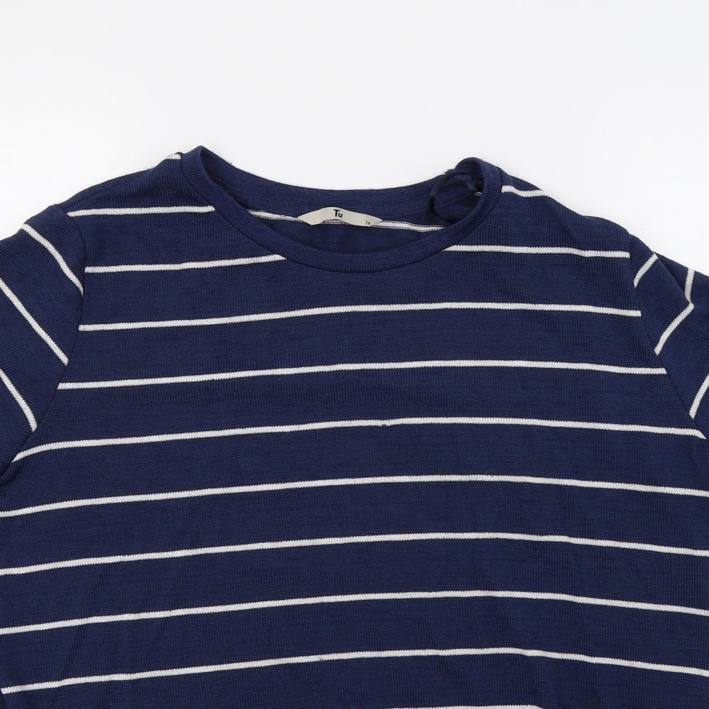 TU Womens Blue Striped  Pullover Jumper Size 16