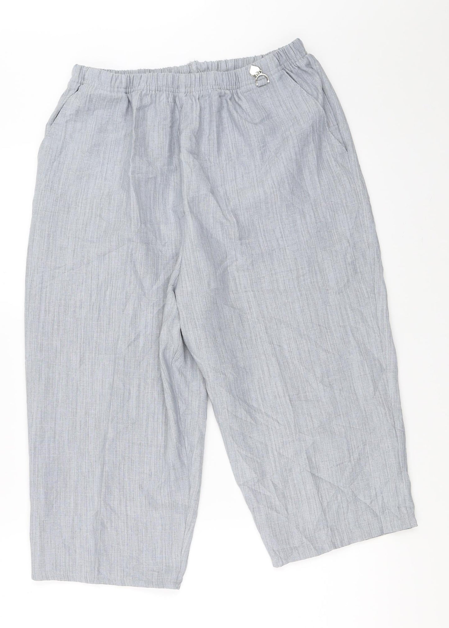 Womens UK Size L Preworn Regular Fit Cropped Grey Trousers
