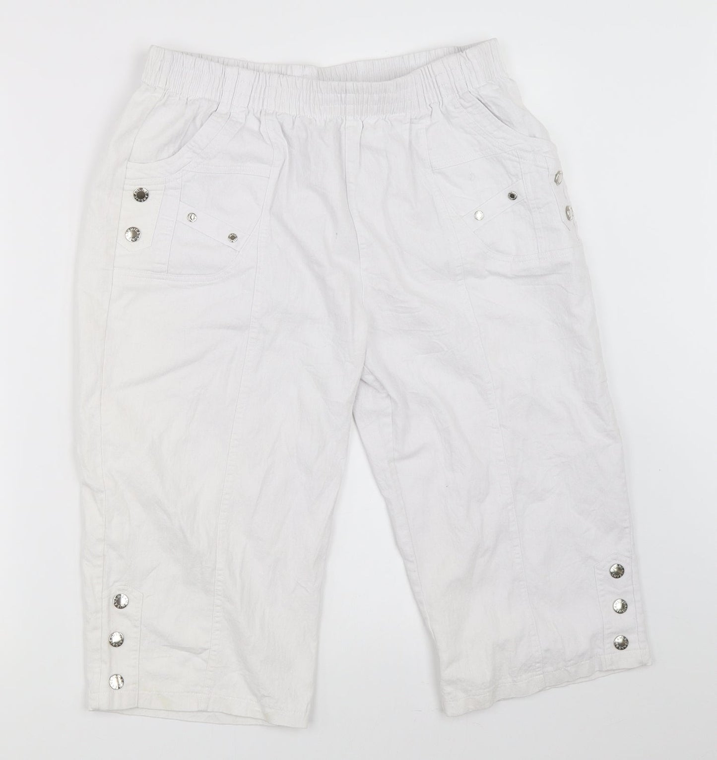 Womens UK Size L Preworn Regular Fit Cropped White Trousers