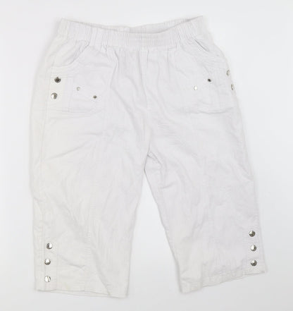 Womens UK Size L Preworn Regular Fit Cropped White Trousers
