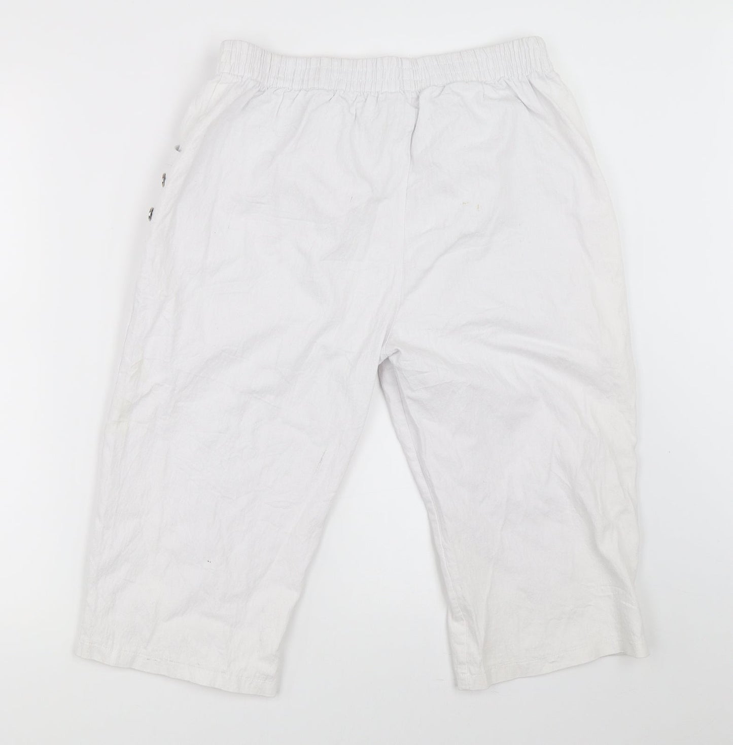 Womens UK Size L Preworn Regular Fit Cropped White Trousers