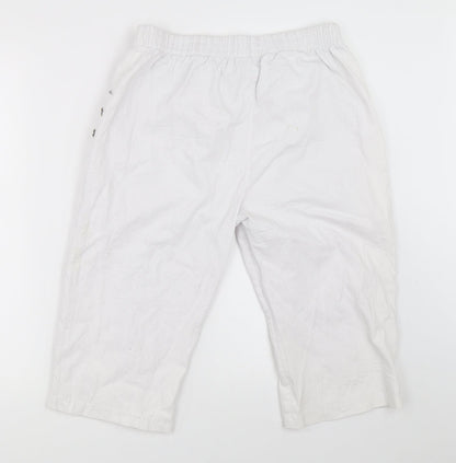 Womens UK Size L Preworn Regular Fit Cropped White Trousers