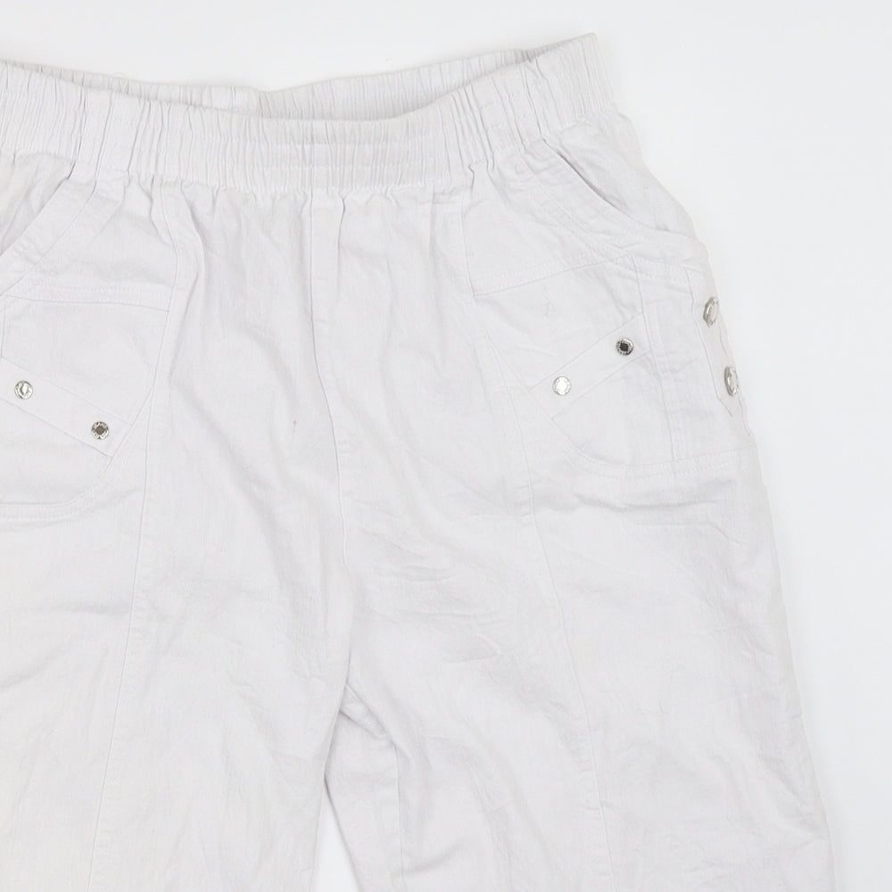 Womens UK Size L Preworn Regular Fit Cropped White Trousers
