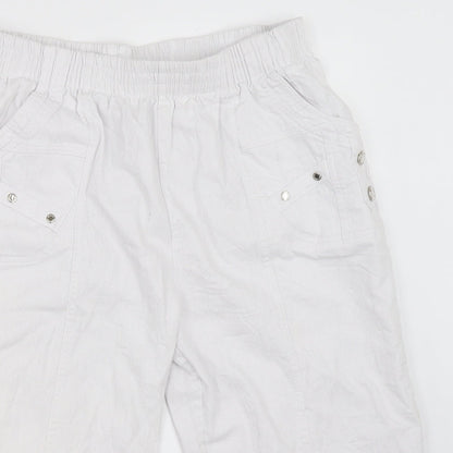Womens UK Size L Preworn Regular Fit Cropped White Trousers