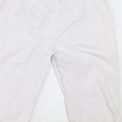 Womens UK Size L Preworn Regular Fit Cropped White Trousers
