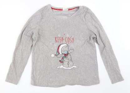 Me To You Womens Grey Solid  Top Pyjama Top Size 12  - christmas