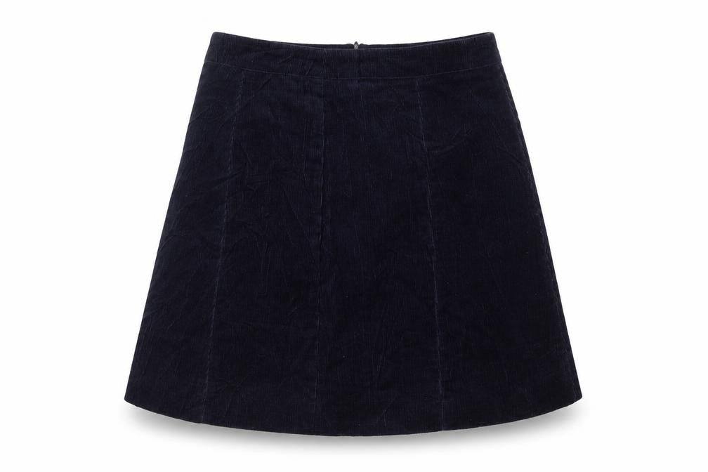 H&M Womens Blue  Corduroy A-Line Skirt Size 8