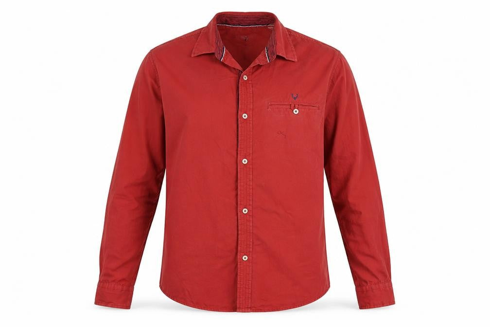 Mens UK Size 42 Allen Solly Red  Button-Up Long Sleeve Casual Shirt