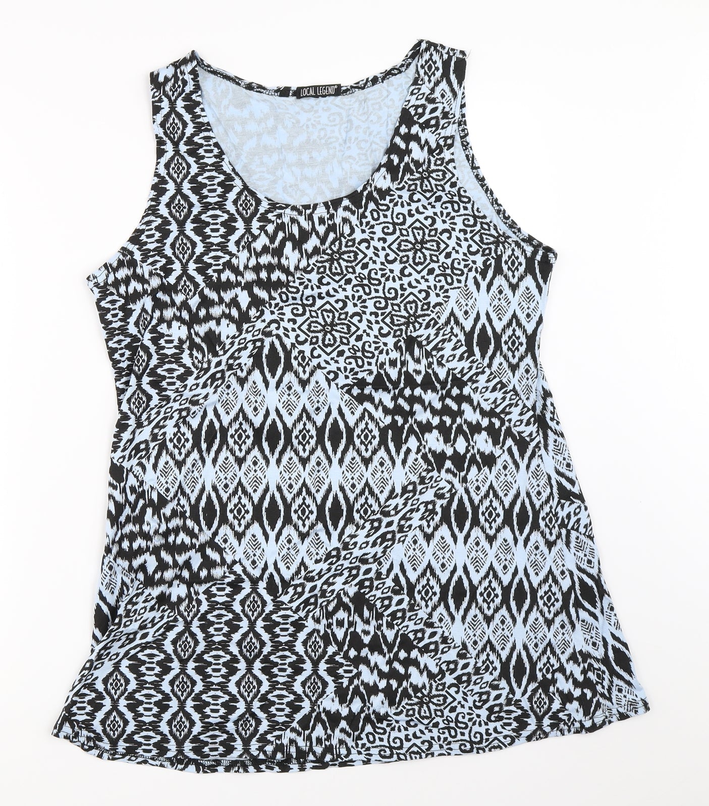 Local Legend Womens Blue Geometric  Basic Tank Size 40