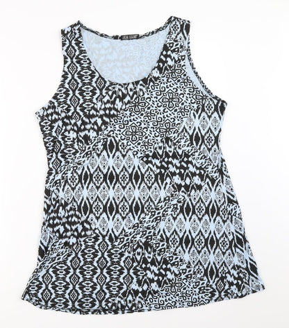 Local Legend Womens Blue Geometric  Basic Tank Size 40