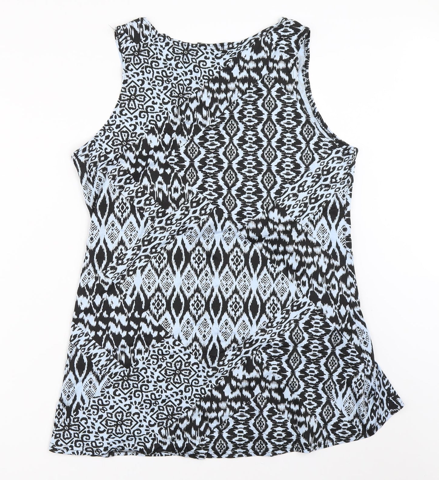 Local Legend Womens Blue Geometric  Basic Tank Size 40