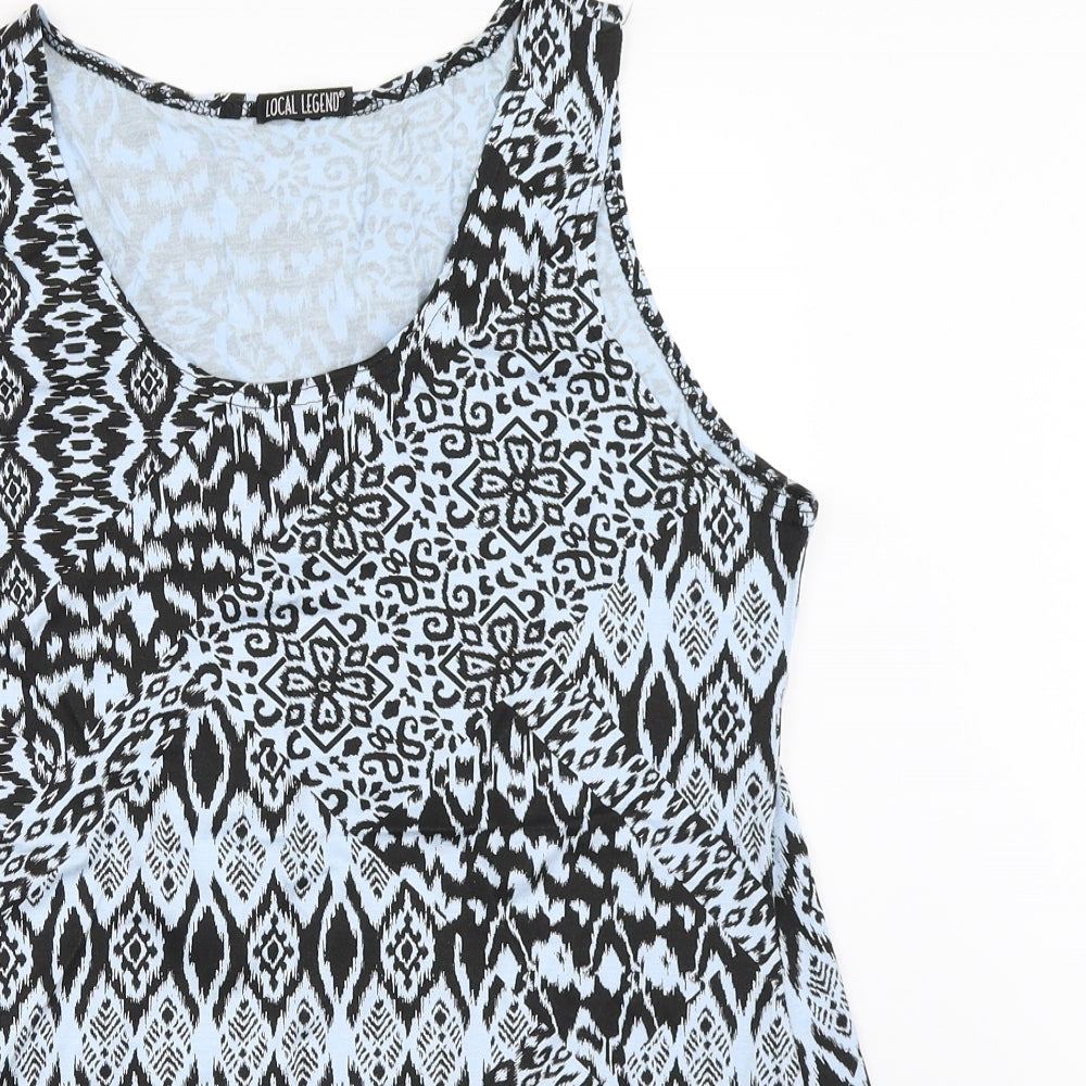 Local Legend Womens Blue Geometric  Basic Tank Size 40