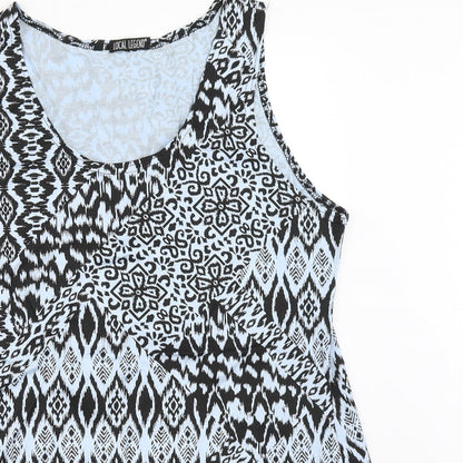 Local Legend Womens Blue Geometric  Basic Tank Size 40