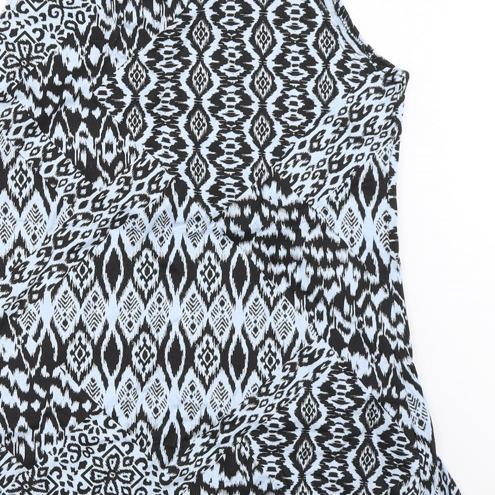 Local Legend Womens Blue Geometric  Basic Tank Size 40