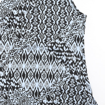 Local Legend Womens Blue Geometric  Basic Tank Size 40