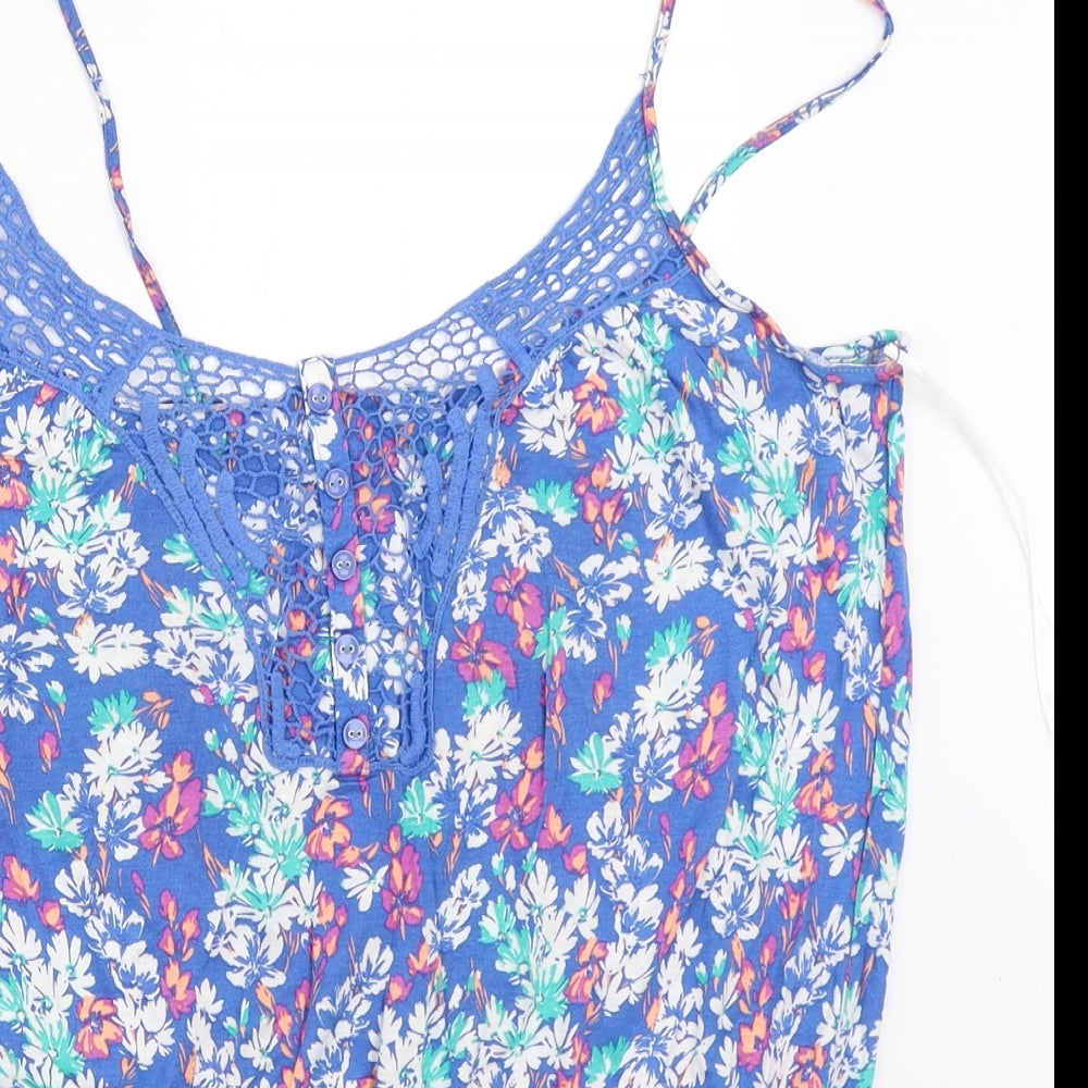 F&F Womens Blue Floral  Camisole Blouse Size 10