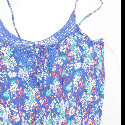 F&F Womens Blue Floral  Camisole Blouse Size 10