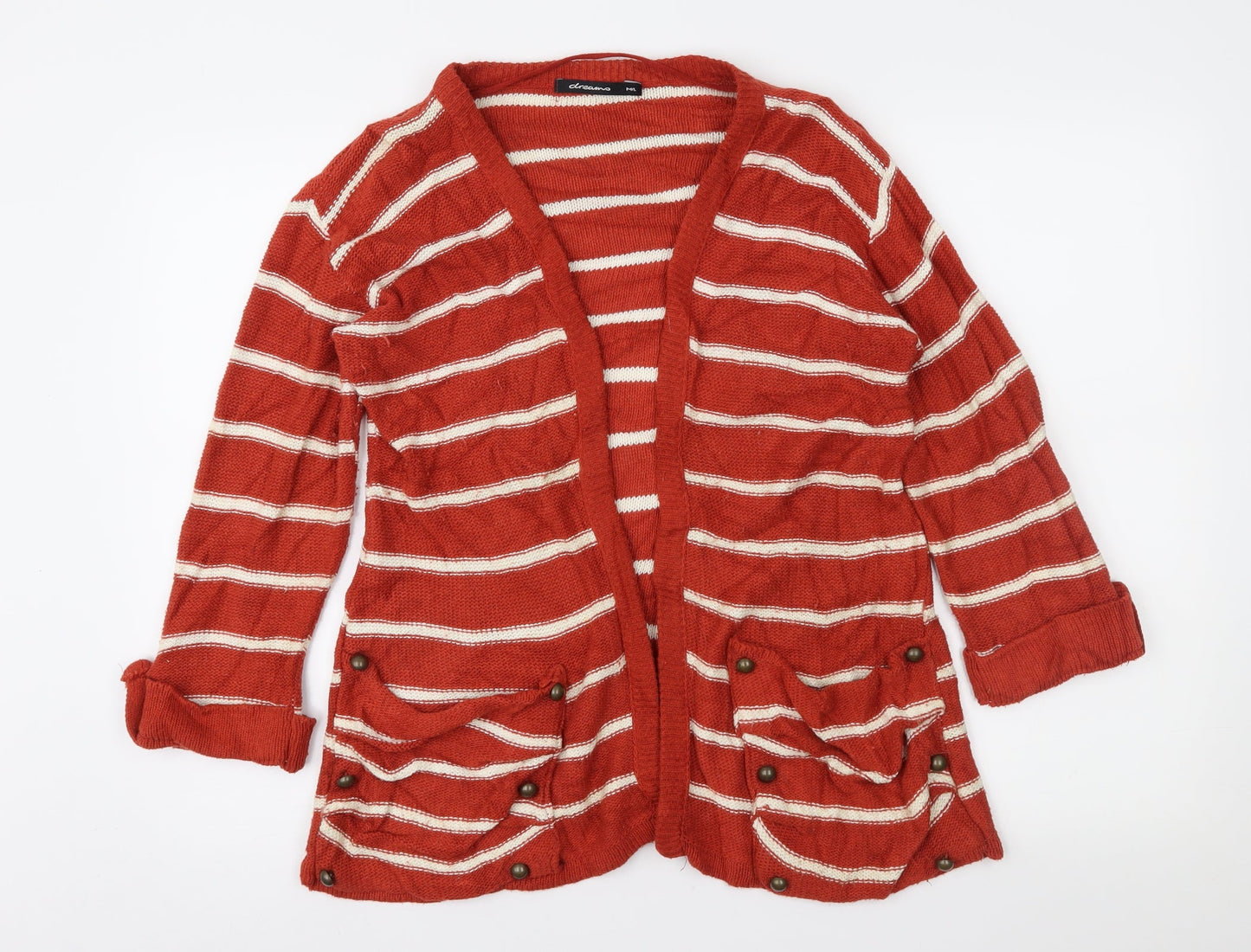 Dreams Womens Brown Striped  Cardigan Jumper Size M