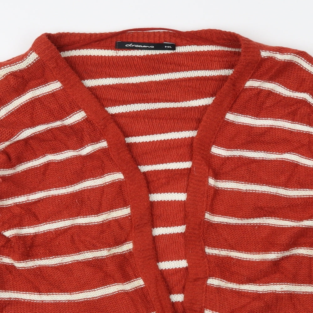 Dreams Womens Brown Striped  Cardigan Jumper Size M
