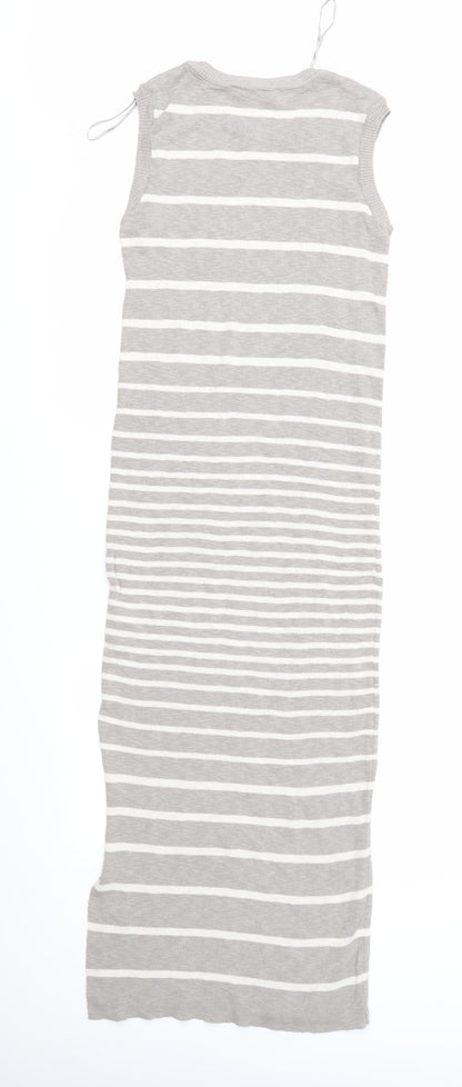 Marks and Spencer Womens Brown Striped Knit Maxi  Size 8