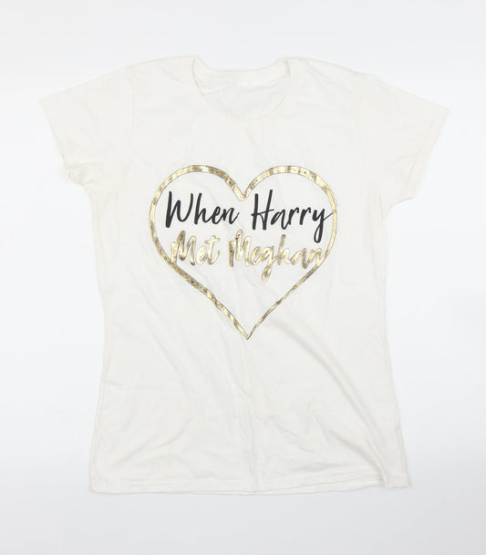 Womens UK Size S Preworn White Basic T-Shirt