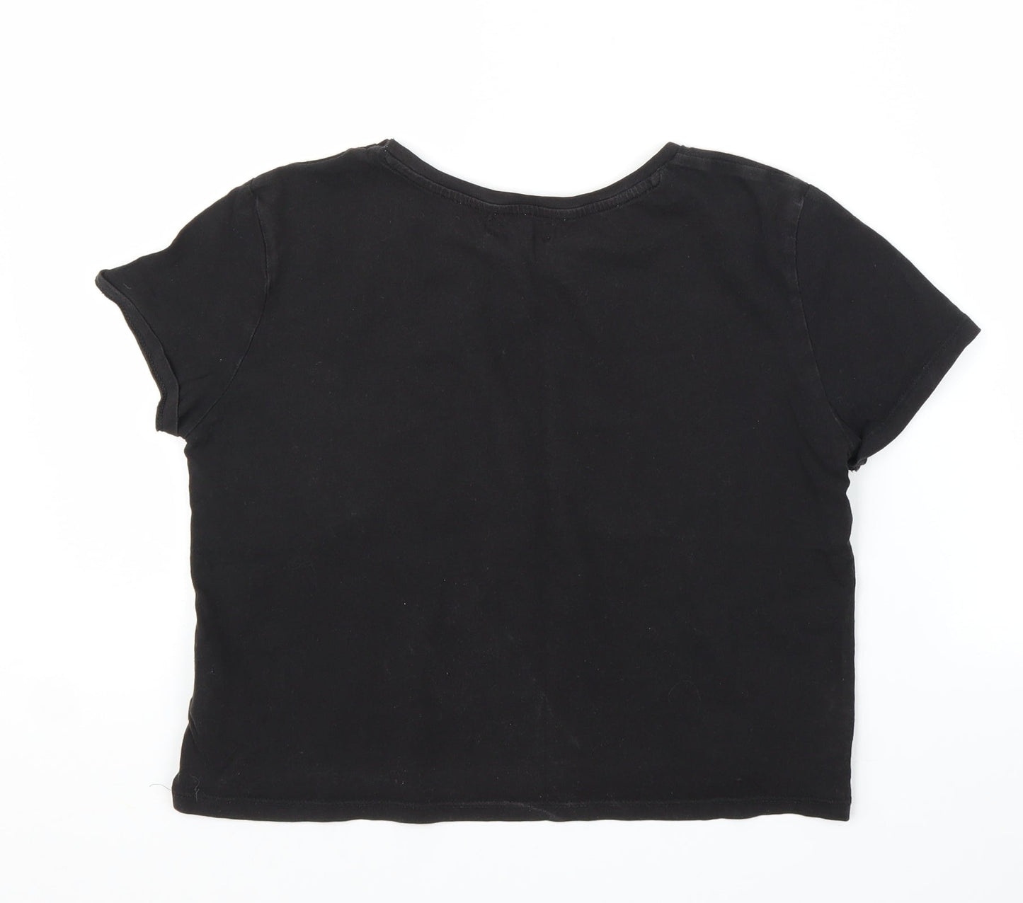 H&M Girls Black   Cropped T-Shirt Size 13 Years  - Unicorn