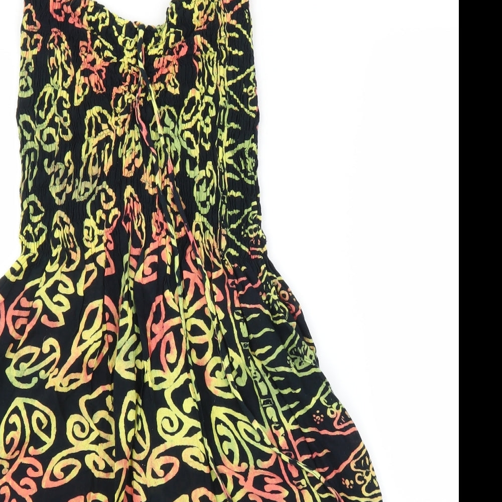 Bam Bu Womens Black Floral Rayon A-Line  Size S