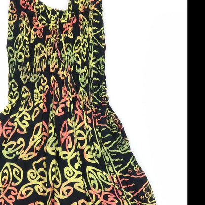 Bam Bu Womens Black Floral Rayon A-Line  Size S
