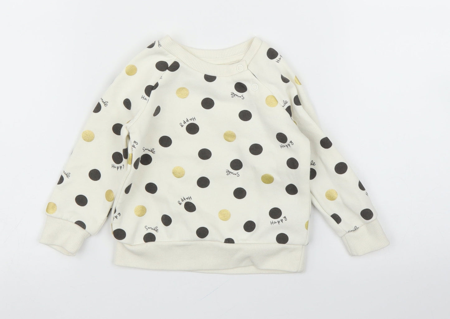 Primark Girls Ivory Polka Dot  Pullover Jumper Size 6-9 Months