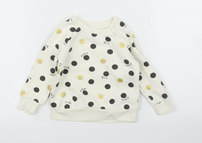 Primark Girls Ivory Polka Dot  Pullover Jumper Size 6-9 Months