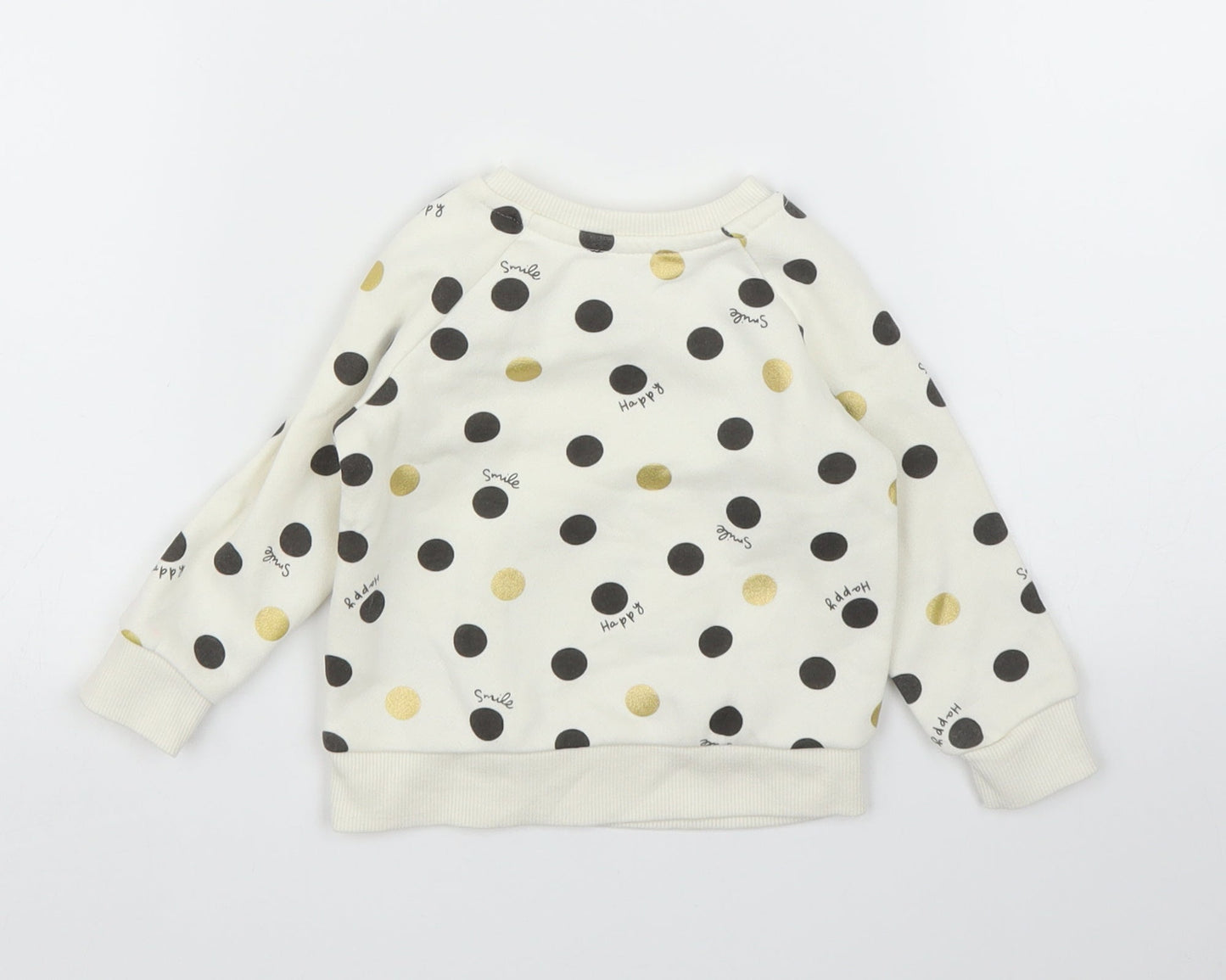 Primark Girls Ivory Polka Dot  Pullover Jumper Size 6-9 Months