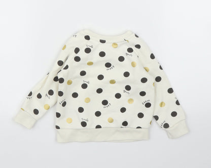 Primark Girls Ivory Polka Dot  Pullover Jumper Size 6-9 Months