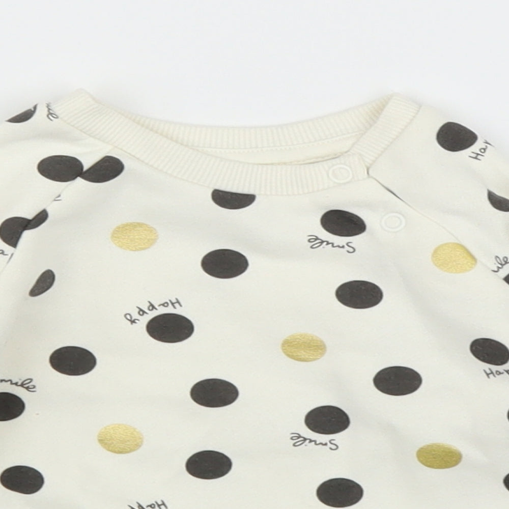 Primark Girls Ivory Polka Dot  Pullover Jumper Size 6-9 Months