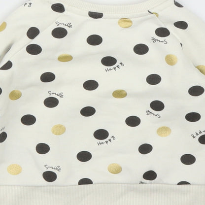 Primark Girls Ivory Polka Dot  Pullover Jumper Size 6-9 Months