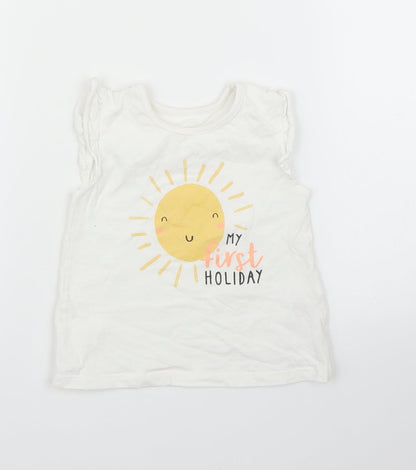 George Girls White   Basic T-Shirt Size 9-12 Months