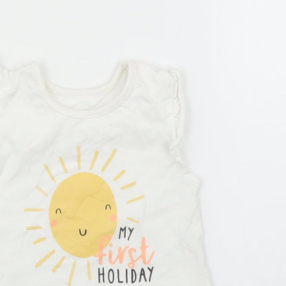 George Girls White   Basic T-Shirt Size 9-12 Months