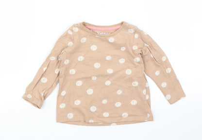 Nutmeg Girls Beige Polka Dot  Basic T-Shirt Size 12-18 Months