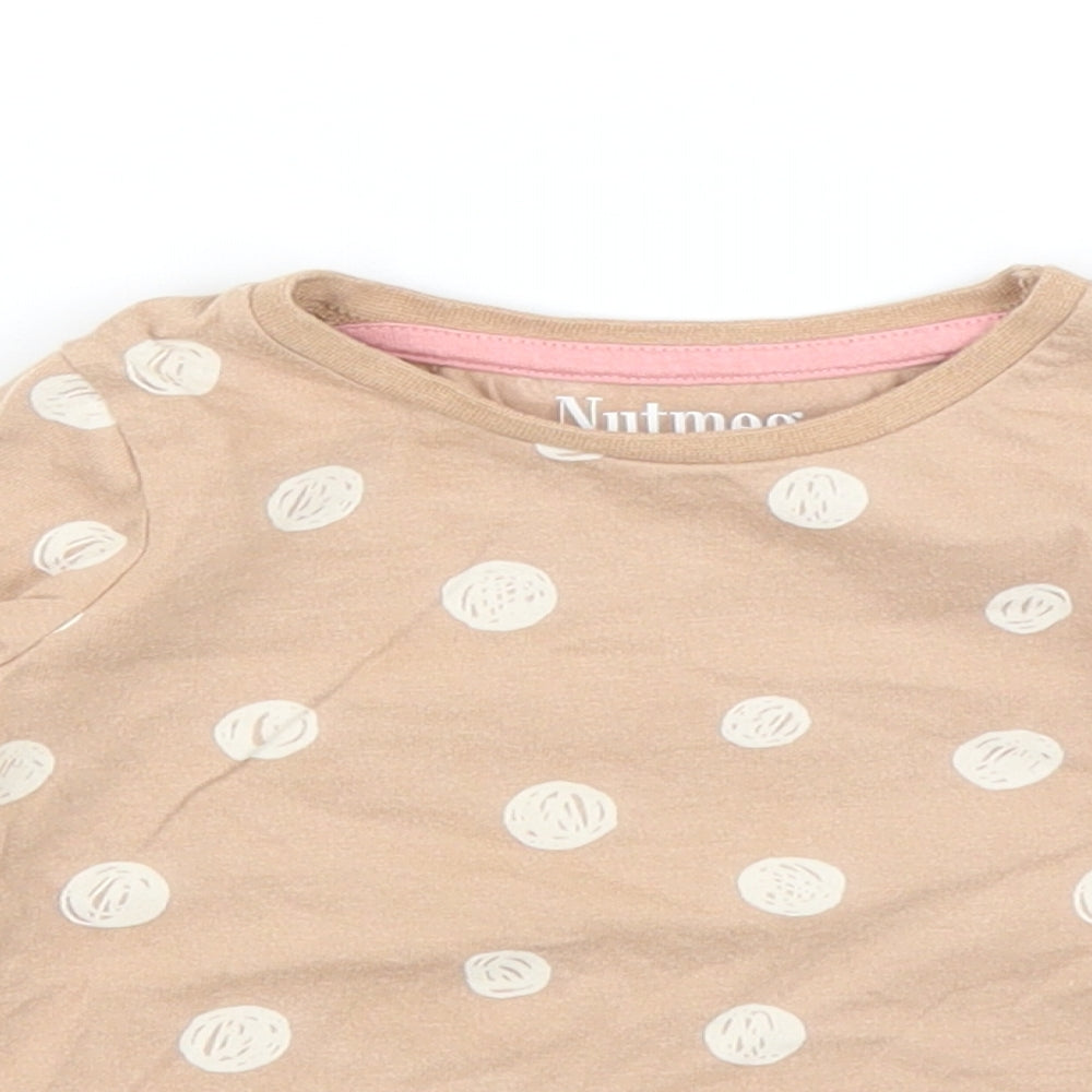 Nutmeg Girls Beige Polka Dot  Basic T-Shirt Size 12-18 Months