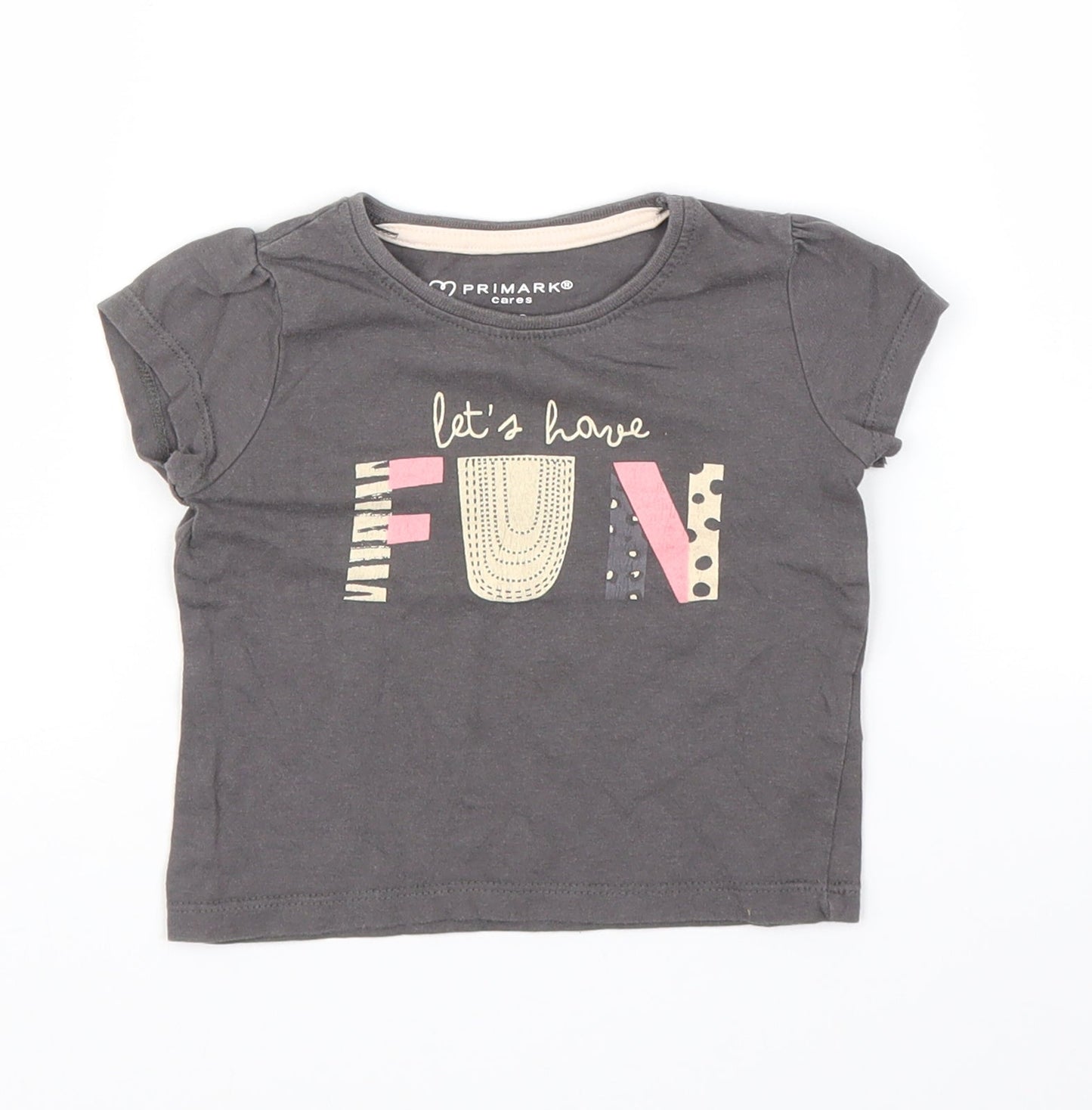 Primark Girls Grey   Basic T-Shirt Size 9-12 Months