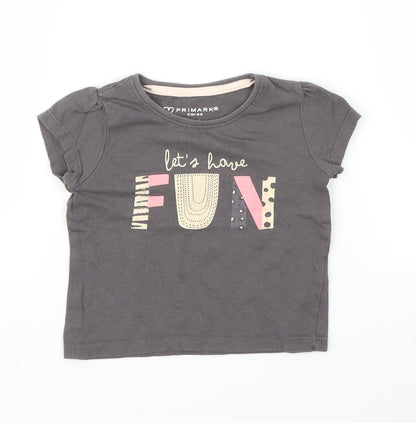 Primark Girls Grey   Basic T-Shirt Size 9-12 Months