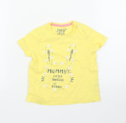 Fred & Flo Girls Yellow   Basic T-Shirt Size 6-9 Months