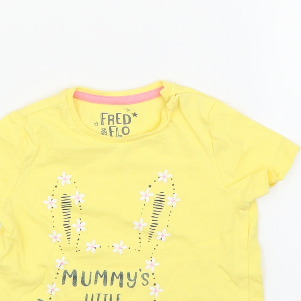 Fred & Flo Girls Yellow   Basic T-Shirt Size 6-9 Months