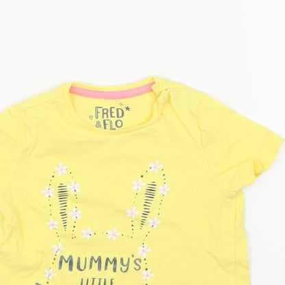 Fred & Flo Girls Yellow   Basic T-Shirt Size 6-9 Months