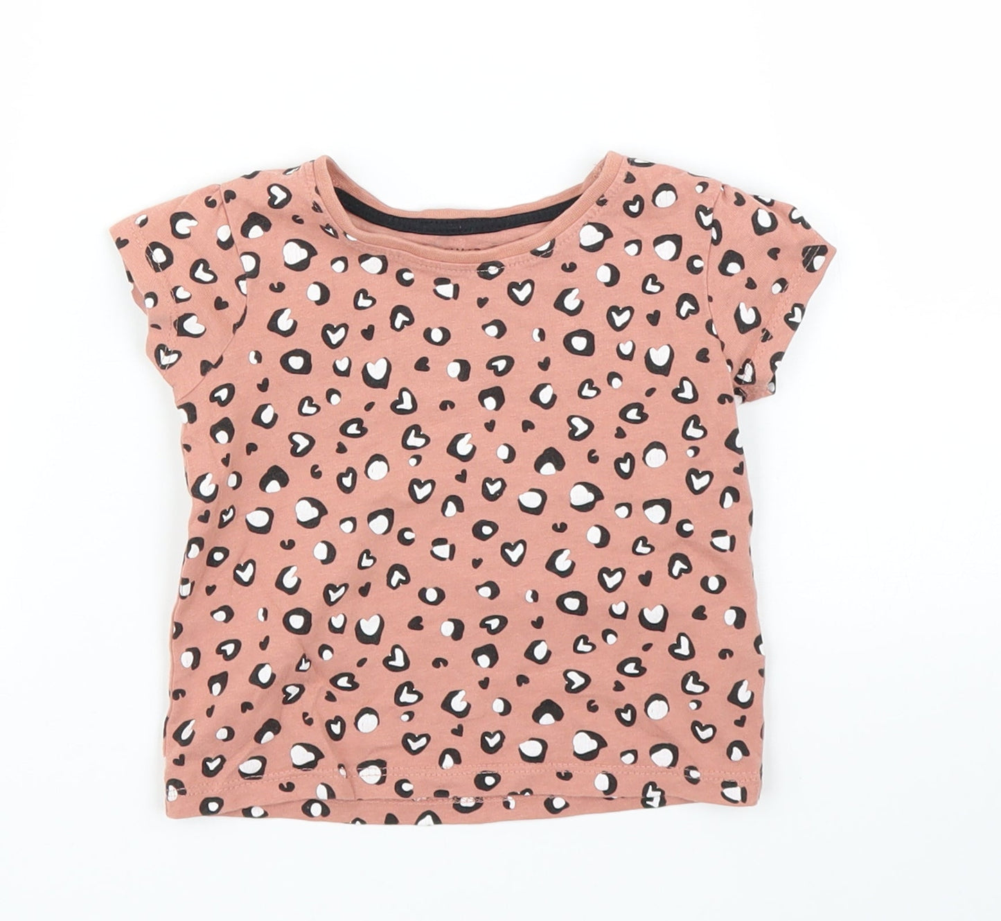 Primark Girls Brown Animal Print  Basic T-Shirt Size 6-9 Months  - Leopard print