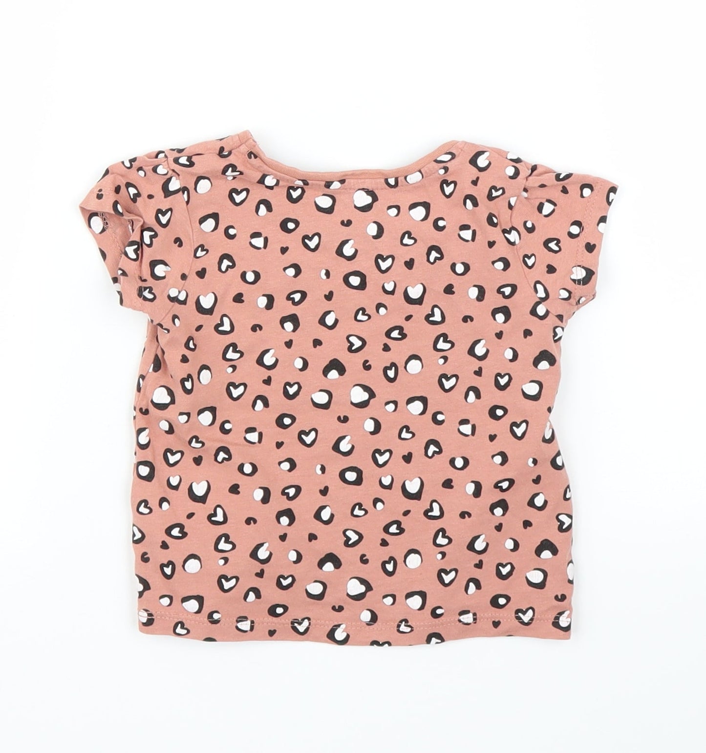 Primark Girls Brown Animal Print  Basic T-Shirt Size 6-9 Months  - Leopard print