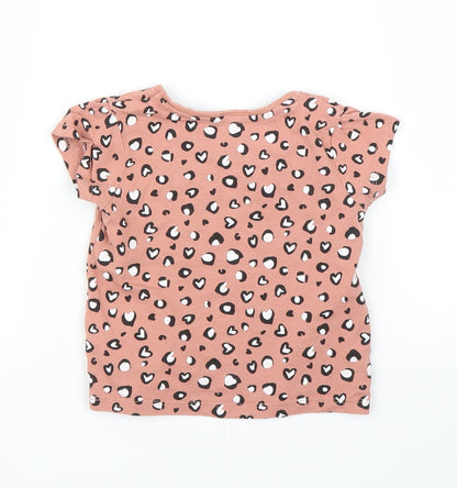 Primark Girls Brown Animal Print  Basic T-Shirt Size 6-9 Months  - Leopard print