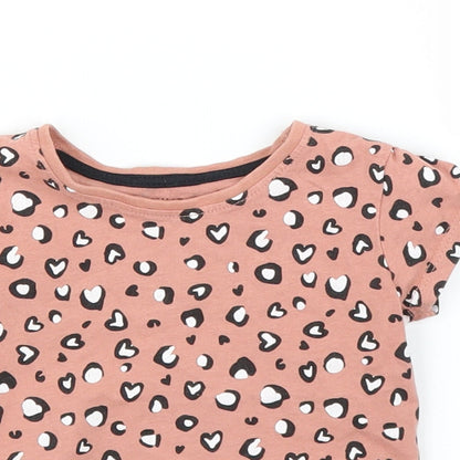 Primark Girls Brown Animal Print  Basic T-Shirt Size 6-9 Months  - Leopard print